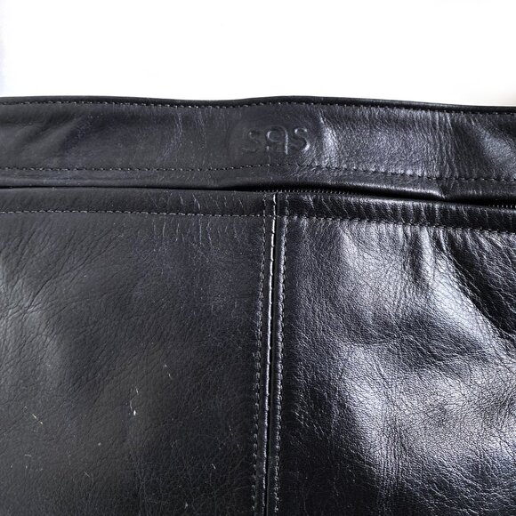 SAS Leather Bucket Handbag Shoulder Crossbody Adjustable Strap Black - Picture 16 of 16